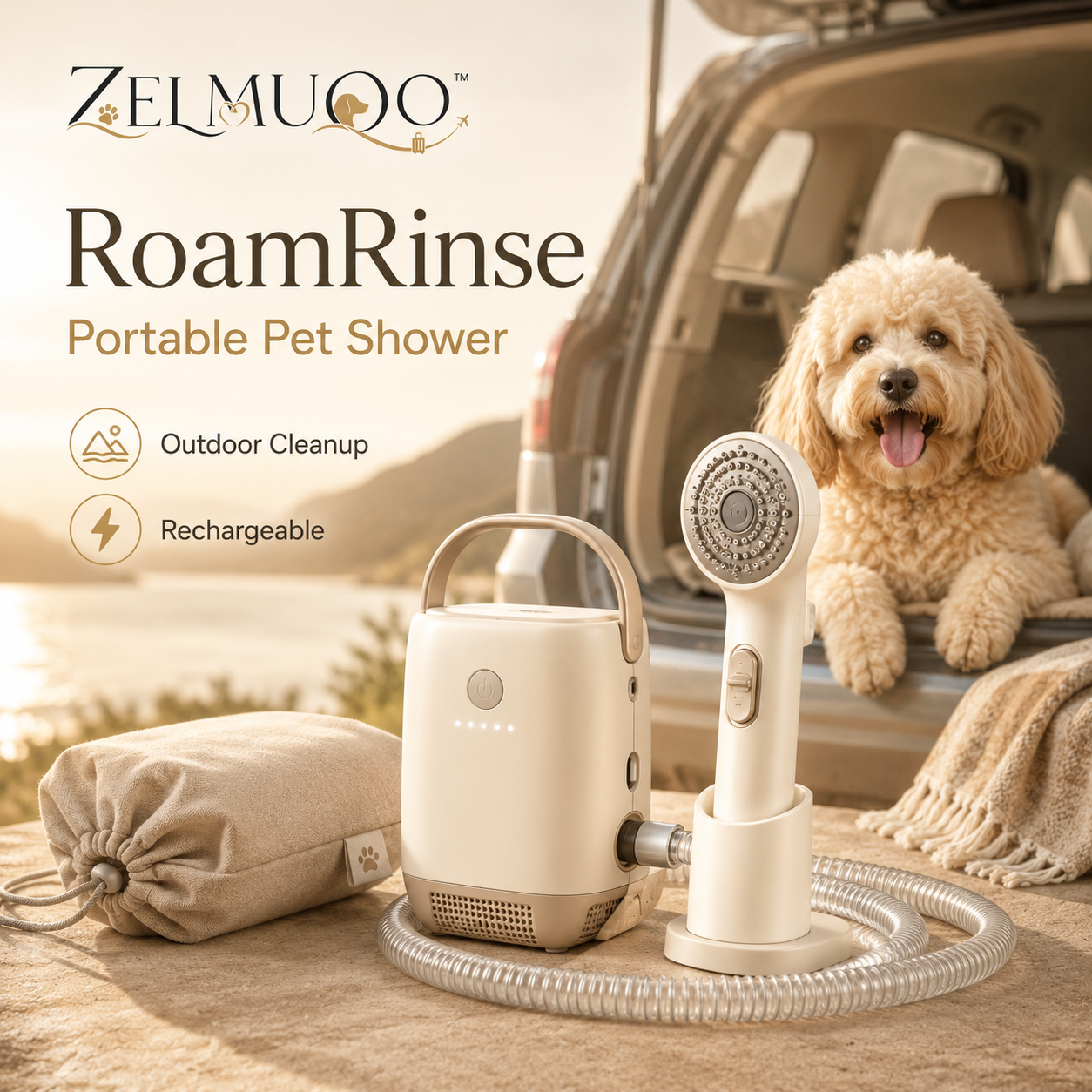 ZELMUQO™ RoamRinse Rechargeable Portable Pet Shower & Outdoor Dog Washer