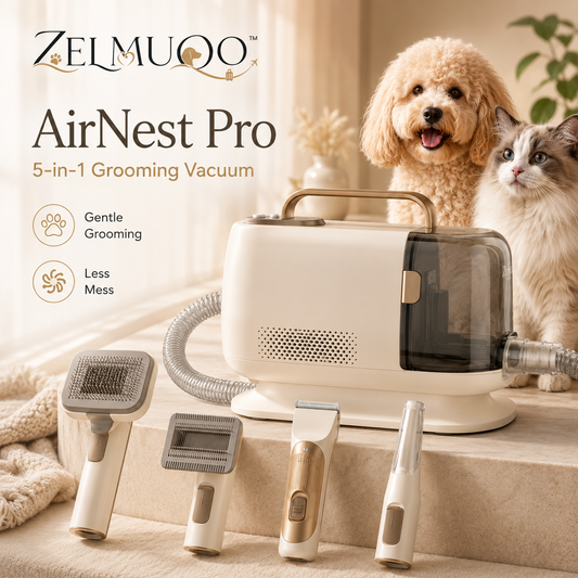 ZELMUQO™ AirNest Pro 5-in-1 Pet Grooming Vacuum Kit for Dogs & Cats
