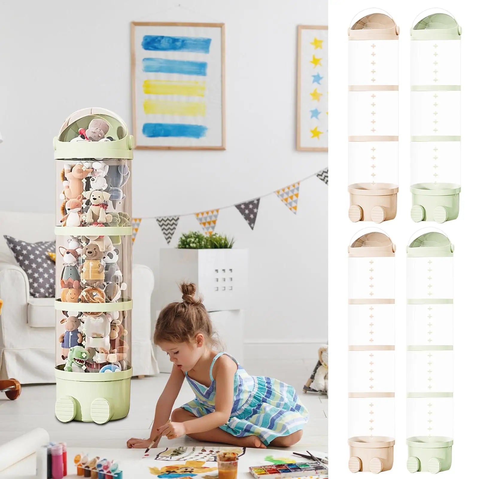 Plush Doll Storage Tube 3 layer / 4 layers Stuffed Animal Storage Toy Display Transparent Stuffed Dolls Storage Bucket Organizer